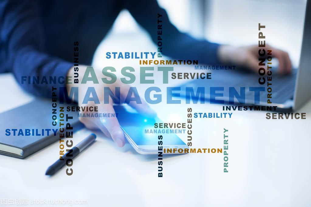在虛擬屏幕上的資產(chǎn)管理。經(jīng)營理念。詞云